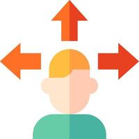 An icon of a person with arrows pointing to the head vector