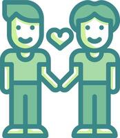 Two people holding hands with hearts in the background vector