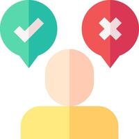 A person with two speech bubbles with tick marks vector