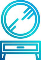 A blue and white icon of a mirror vector