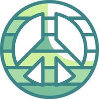 A peace symbol in a circle with a green background vector