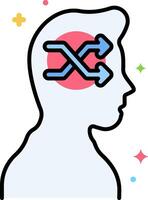 A person with a brain with an arrow pointing to the right vector