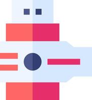 A flat icon of a robot with a red and blue background vector