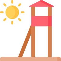 A lifeguard tower with a sun behind it vector