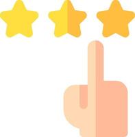Five star rating icon with a hand pointing to a star vector