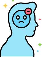 A person with a sad face and a red dot on his head vector
