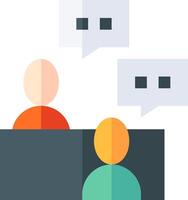 Two people are sitting at a table with speech bubbles above them vector