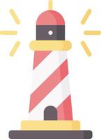 A lighthouse with a striped flag on top vector
