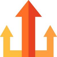 An orange and yellow arrow pointing up vector