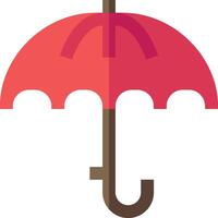 An umbrella with a red handle and a brown handle vector