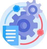 A gear and a document are in a circle vector