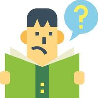 Man reading a book with question mark vector