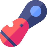 A red and blue object with a blue dot on it vector