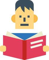 A man reading a book with a sad face vector