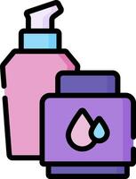 A bottle of soap and a container of soap vector