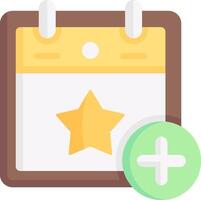 A calendar with a star and a plus sign vector