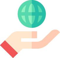 A hand holding a globe on top of a white background vector