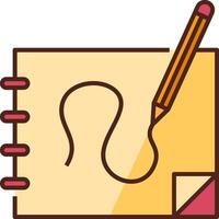 A pencil and a piece of paper with a drawing on it vector