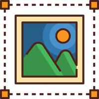 A picture of a mountain and a sun in a frame vector
