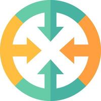 A circular logo with arrows pointing in different directions vector