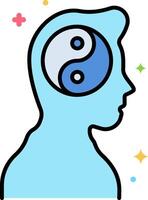 A person with a yin and a blue symbol in the head vector