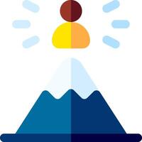 A person standing on top of a mountain with a light shining on them vector