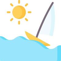 A sailboat with a sun and a sail in the water vector