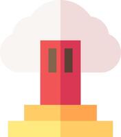 A red building with a cloud in the background vector