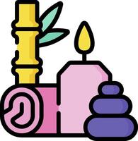 Spa icon with candles and bamboo vector