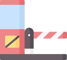 A red and white barrier with a sign on it vector