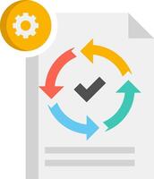 A document with a gear icon and arrows vector