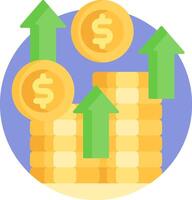 A stack of coins with arrows pointing up vector