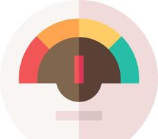 A flat icon of a meter with a red arrow vector