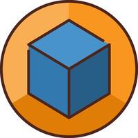 A cube icon in an orange circle vector