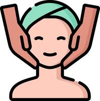 A woman with a towel on her head and hands vector
