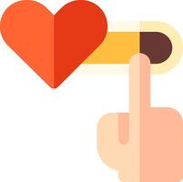 A hand holding a heart and a button vector