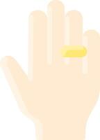 A hand with a yellow ring on it vector