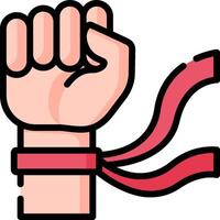 A fist with a red ribbon around it vector