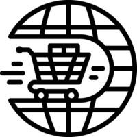 A black and white globe with a shopping cart inside vector