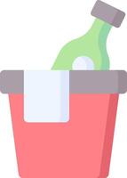 A bucket with a bottle in it and a towel vector