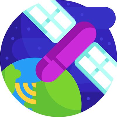 A satellite with a globe and a satellite