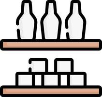 Shelves with bottles and ice cubes vector