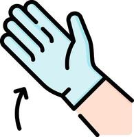 A hand with a glove on it and a sign that says hand sanitizer vector