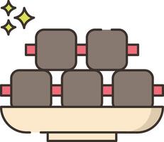 A plate with four pieces of meat on it vector