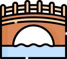 A bridge over water with a bridge in the middle vector
