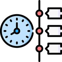 A clock and a line of arrows vector
