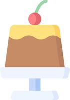 Cake with cherry on top on a white plate vector