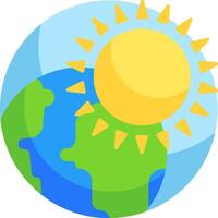 The sun and earth are in a circle with a globe vector