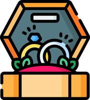 An open box with two rings inside vector