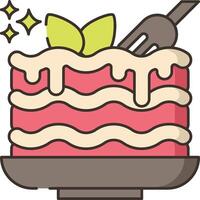 Cake with fork and spoon on top of it vector